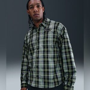 Nike SB Eric Koston Skate Flannel Shirt Mens XL Long Sleeve Gray Volt Green New